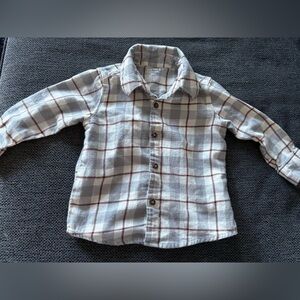 Carter's Gray and Brown Plaid Flannel Button-Down Shirt 18mo